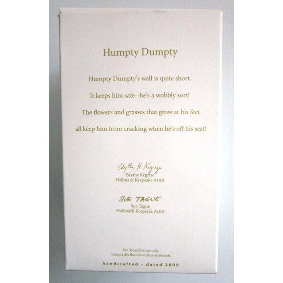Hallmark Keepsake Ornament Christmas Humpty Dumpty Nursery Rhyme 2009 Handrafted - Picture 7 of 8